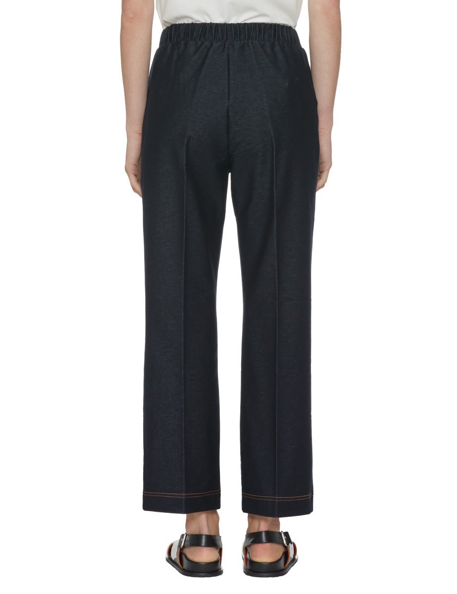 pantalone elastico bulldenim blu navy - mm by max mara - pantalone