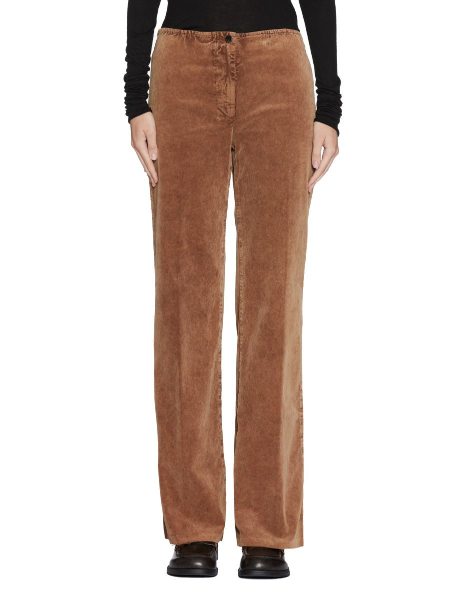 pantalone elastico dritto velluto biscotto - blufrida - pantalone