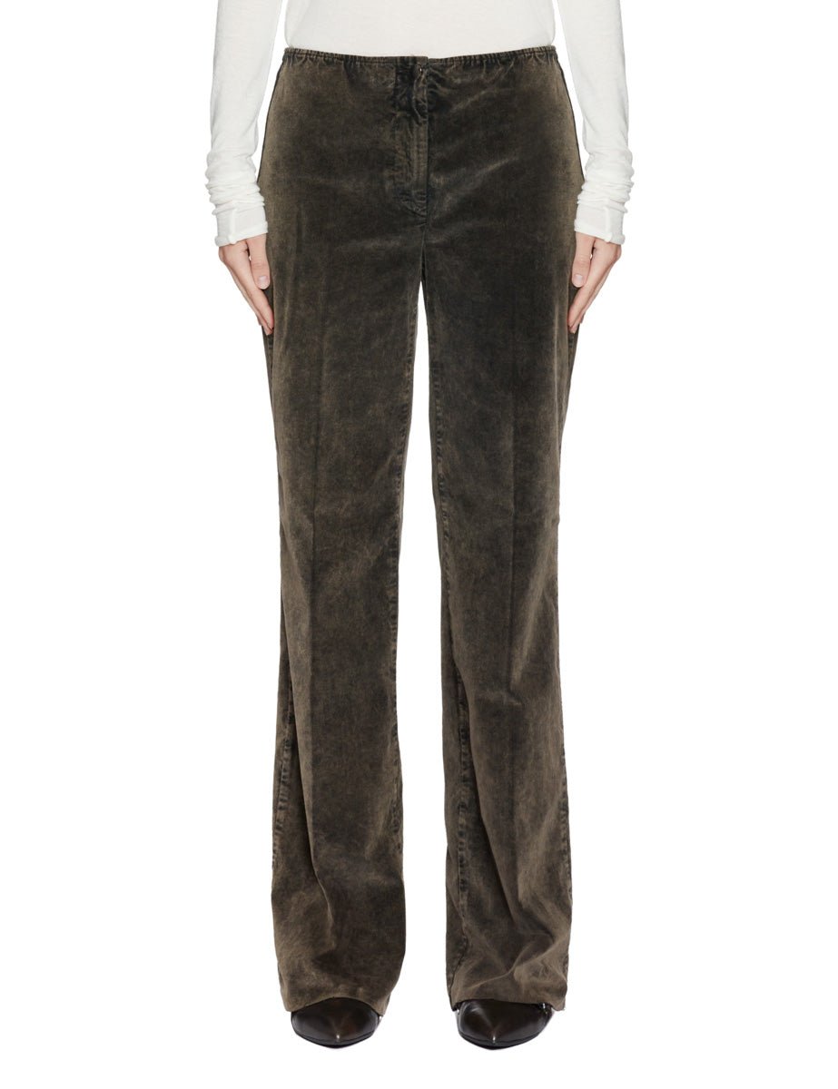 pantalone elastico dritto velluto moro - blufrida - pantalone