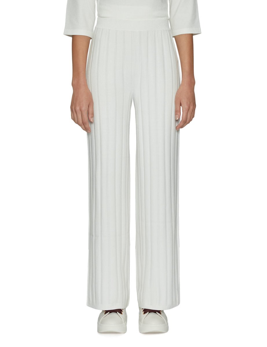 pantalone elastico maglia costa bianco - Frida SRL