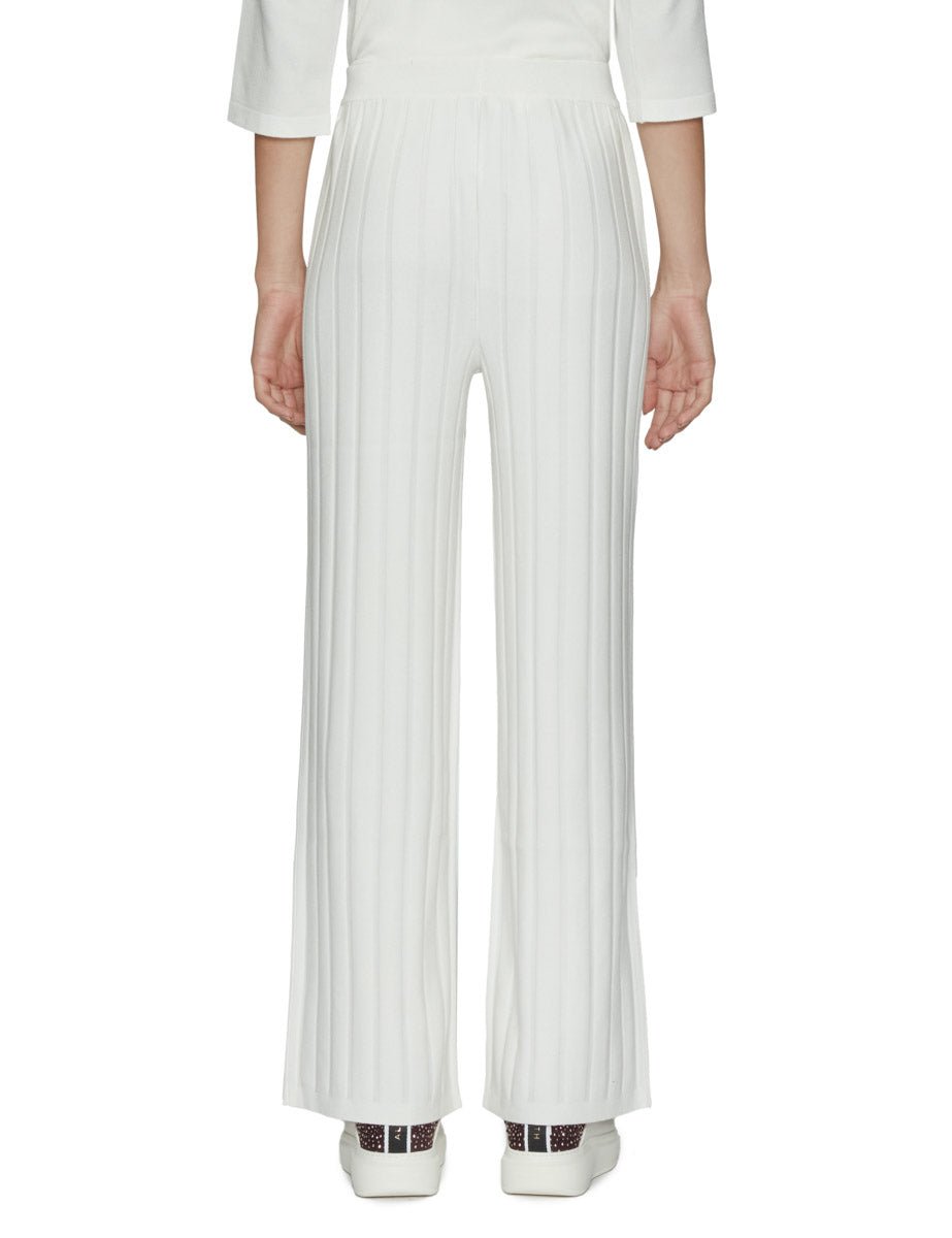 pantalone elastico maglia costa bianco - Frida SRL