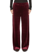 pantalone elastico velluto liscio bordeaux - blufrida - pantalone
