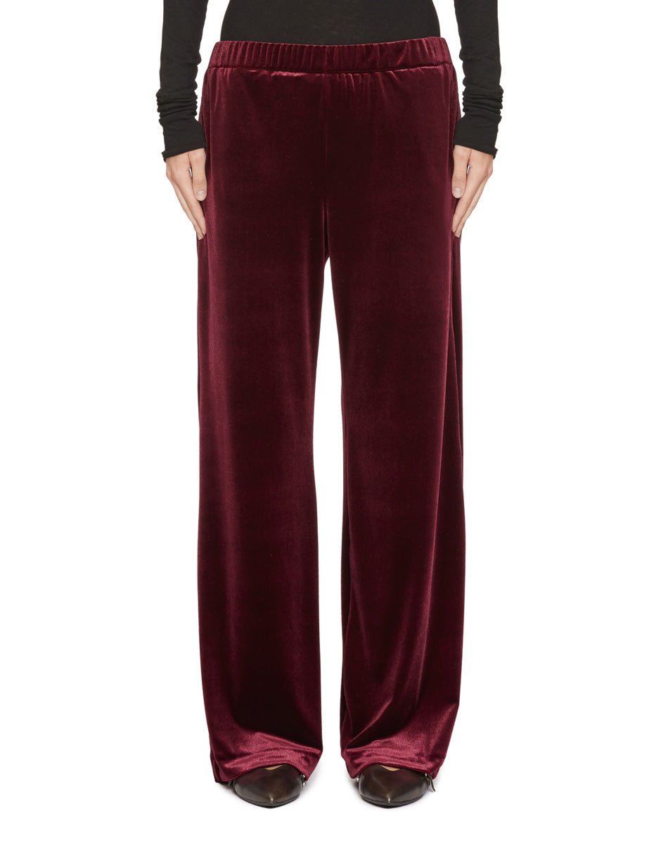 pantalone elastico velluto liscio bordeaux - blufrida - pantalone