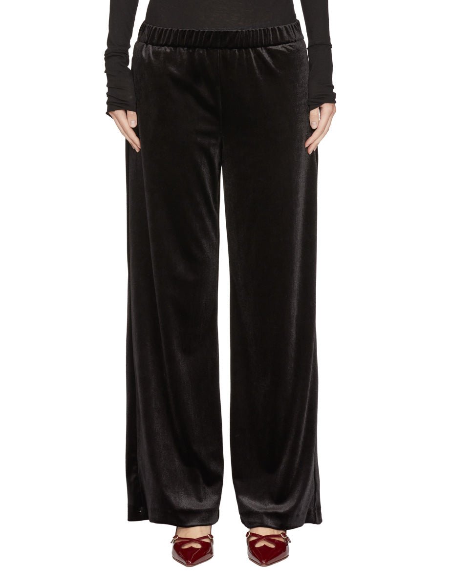 pantalone elastico velluto liscio nero - blufrida - pantalone