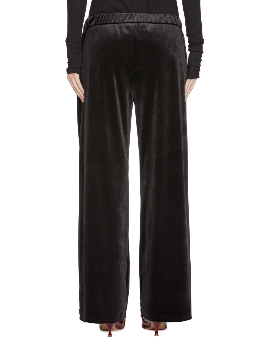 pantalone elastico velluto liscio nero - blufrida - pantalone