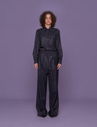 pantalone flanella lana blu - Frida SRL