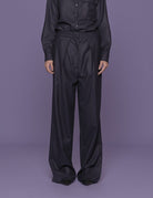 pantalone flanella lana blu - Frida SRL