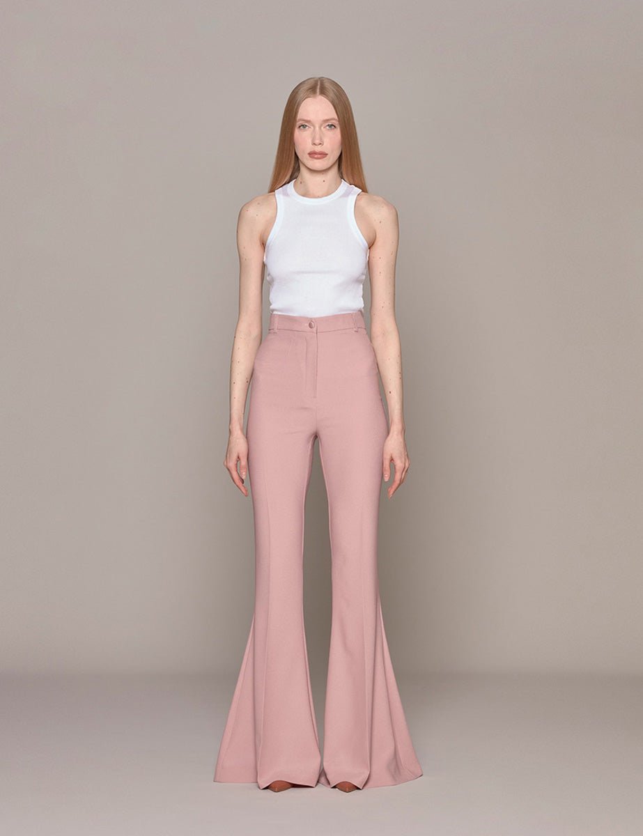 pantalone flare cady powder pink - hebe studio - pantalone