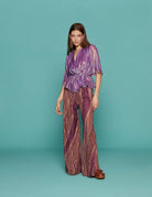 pantalone flared lurex jacquard jersey cocktail - forte forte - pantalone