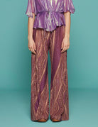 pantalone flared lurex jacquard jersey cocktail - forte forte - pantalone