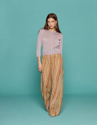 pantalone flared lurex jacquard jersey daffodil - forte forte - pantalone