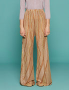 pantalone flared lurex jacquard jersey daffodil - forte forte - pantalone