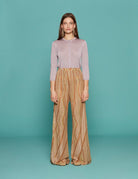 pantalone flared lurex jacquard jersey daffodil - forte forte - pantalone