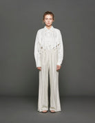 pantalone fluido laminato platino - Frida SRL