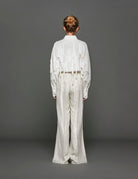 pantalone fluido laminato platino - Frida SRL