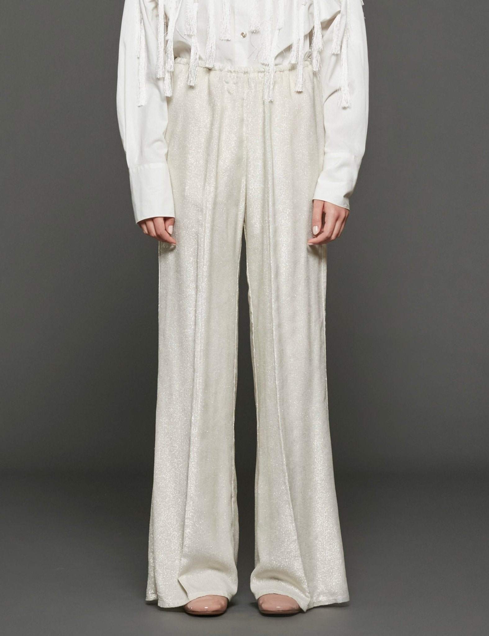 pantalone fluido laminato platino - forte forte - pantalone