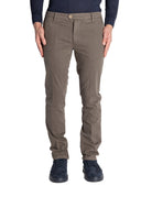 pantalone fondo tessuto spigato grigio talpa - teleria zed - pantalone casual