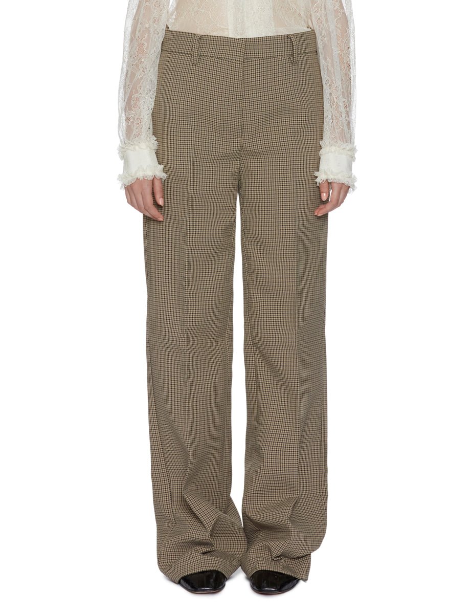 pantalone gamba dritta check cammello - n21 alessandro dell'acqua - pantalone