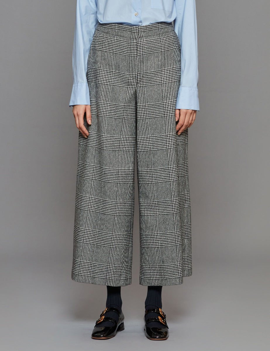 pantalone gamba larga bianco nero - Frida SRL