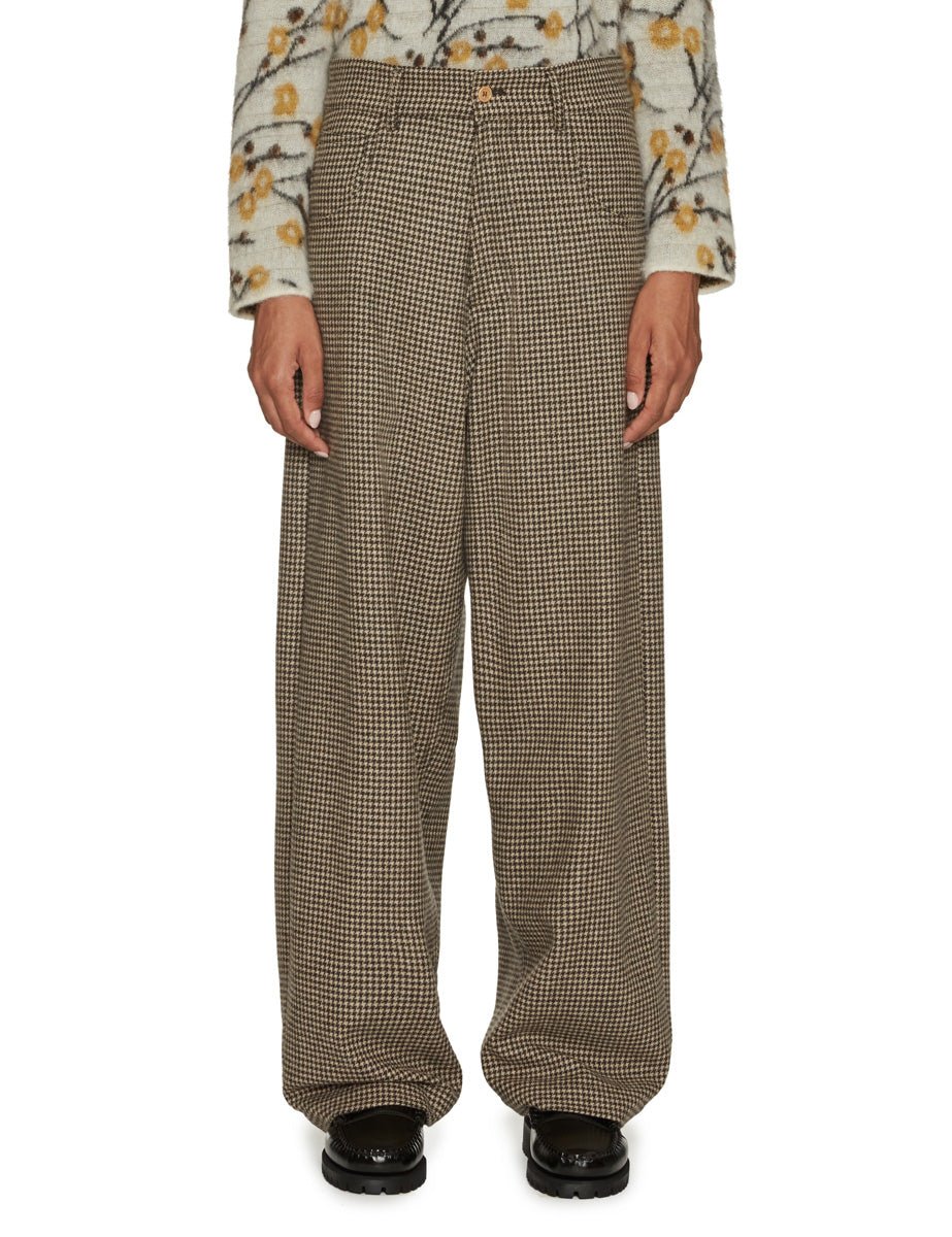 pantalone gigi pied de poule beige nero - jejia - pantalone