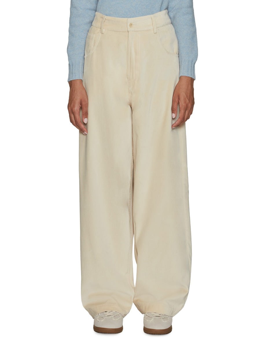 pantalone gigi velluto cinque tasche crema - jejia - pantalone
