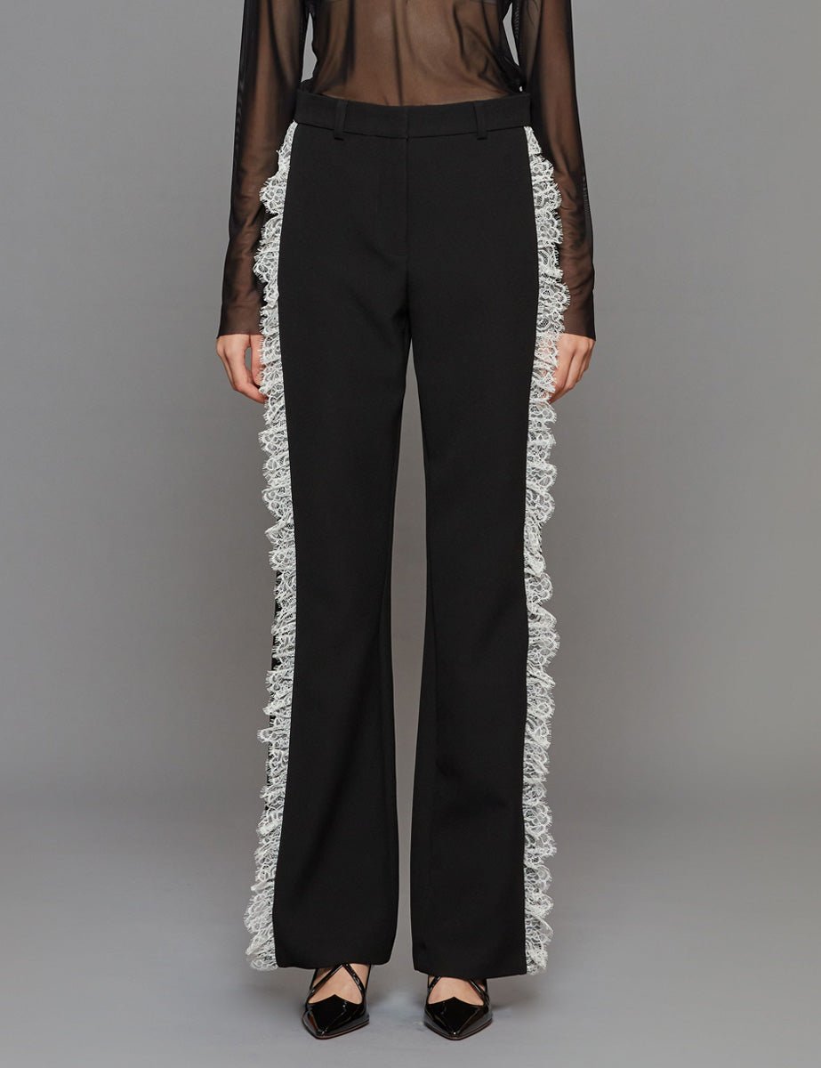 pantalone inserti pizzo nero - Frida SRL