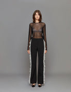 pantalone inserti pizzo nero - vivetta - pantalone