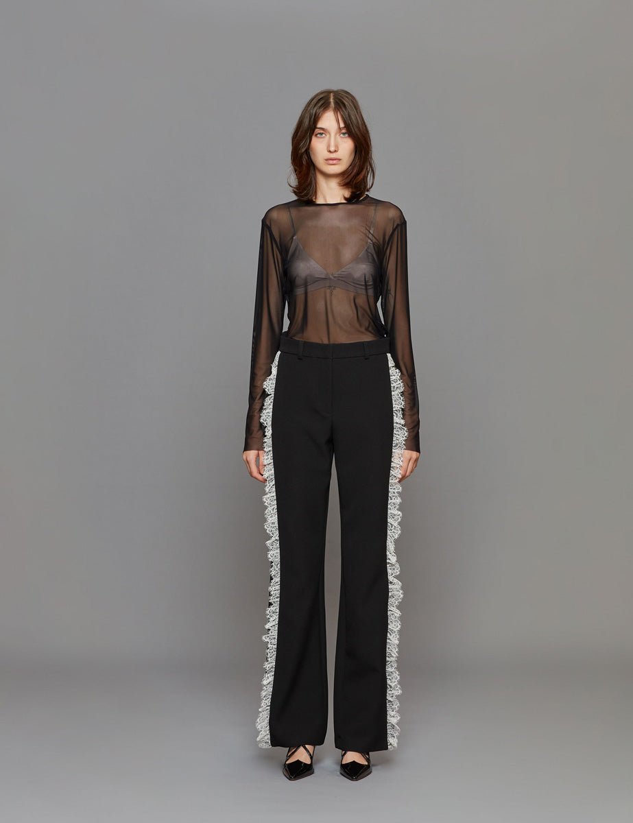 pantalone inserti pizzo nero - Frida SRL