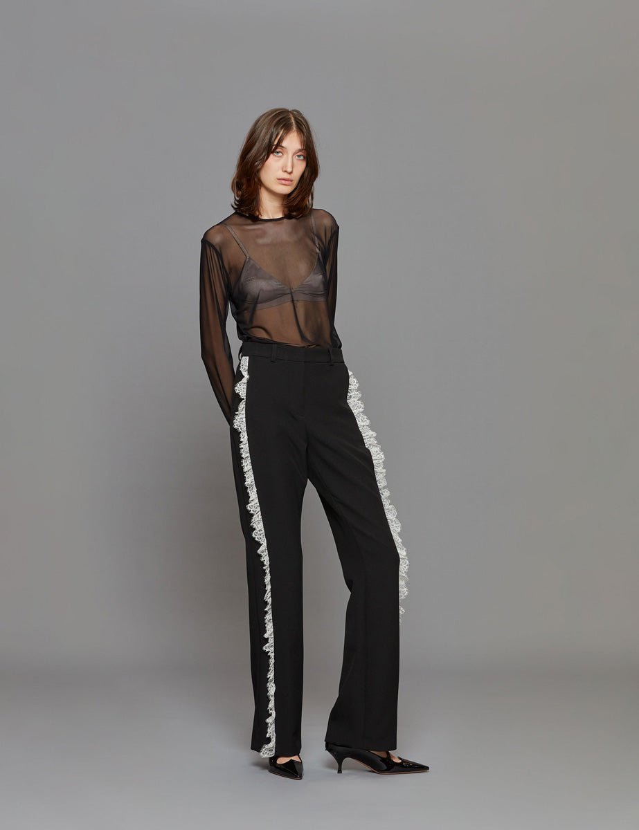 pantalone inserti pizzo nero - Frida SRL