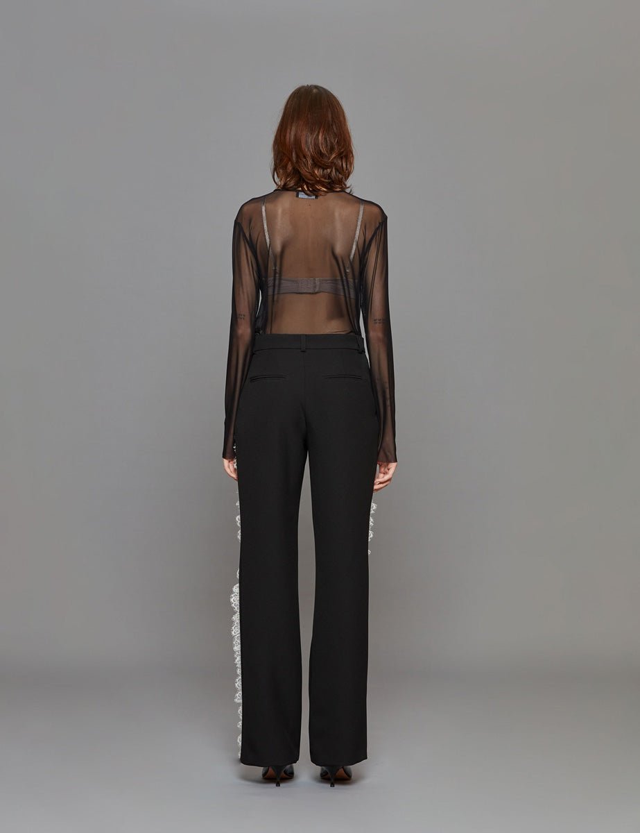pantalone inserti pizzo nero - vivetta - pantalone