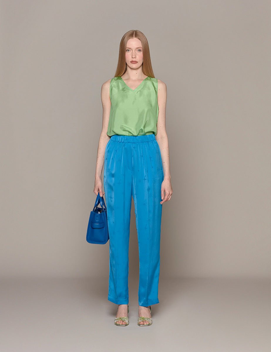 pantalone jacquard etoile turchese - forte forte - pantalone