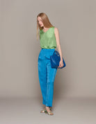 pantalone jacquard etoile turchese - forte forte - pantalone