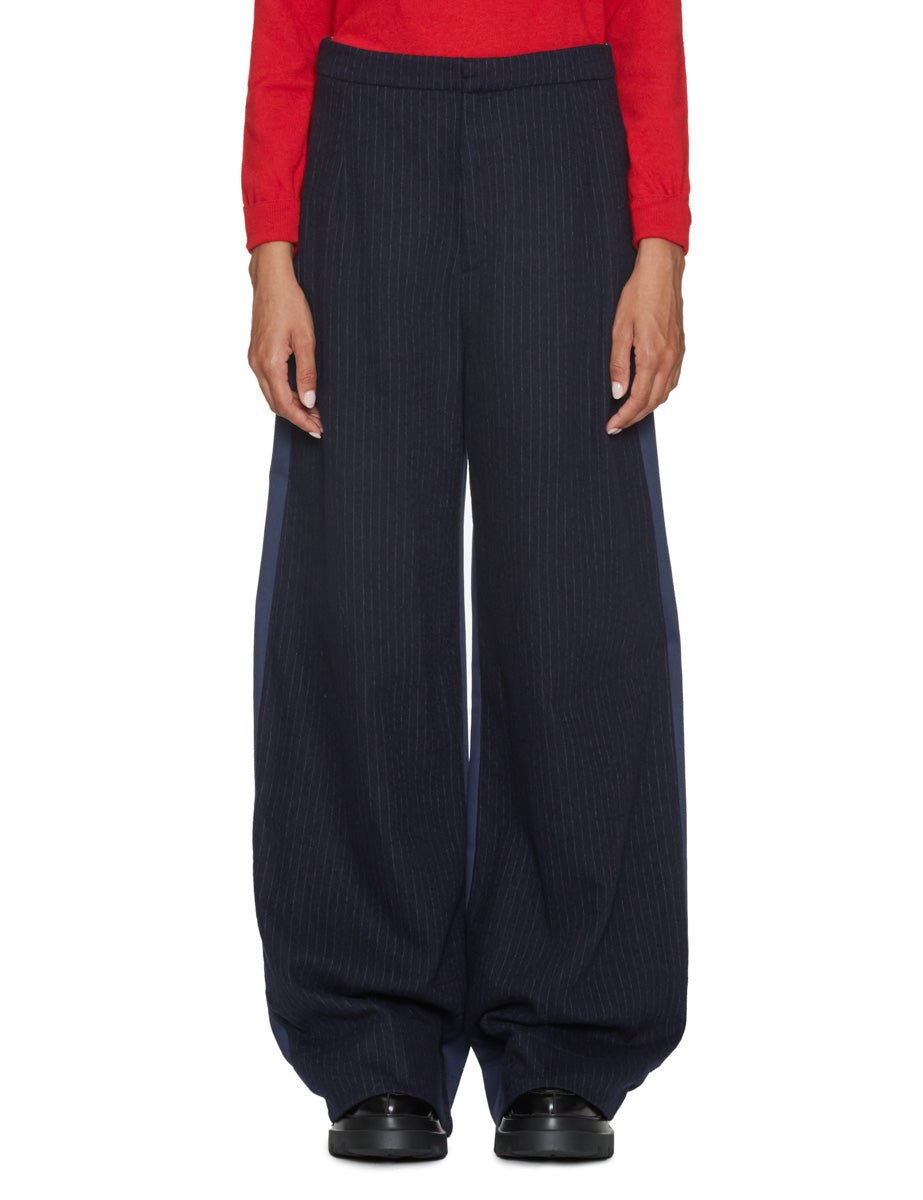 pantalone jean lana cotone gessato blu - jejia - pantalone