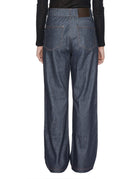 pantalone jersey effetto denim blu - mm by max mara - pantalone
