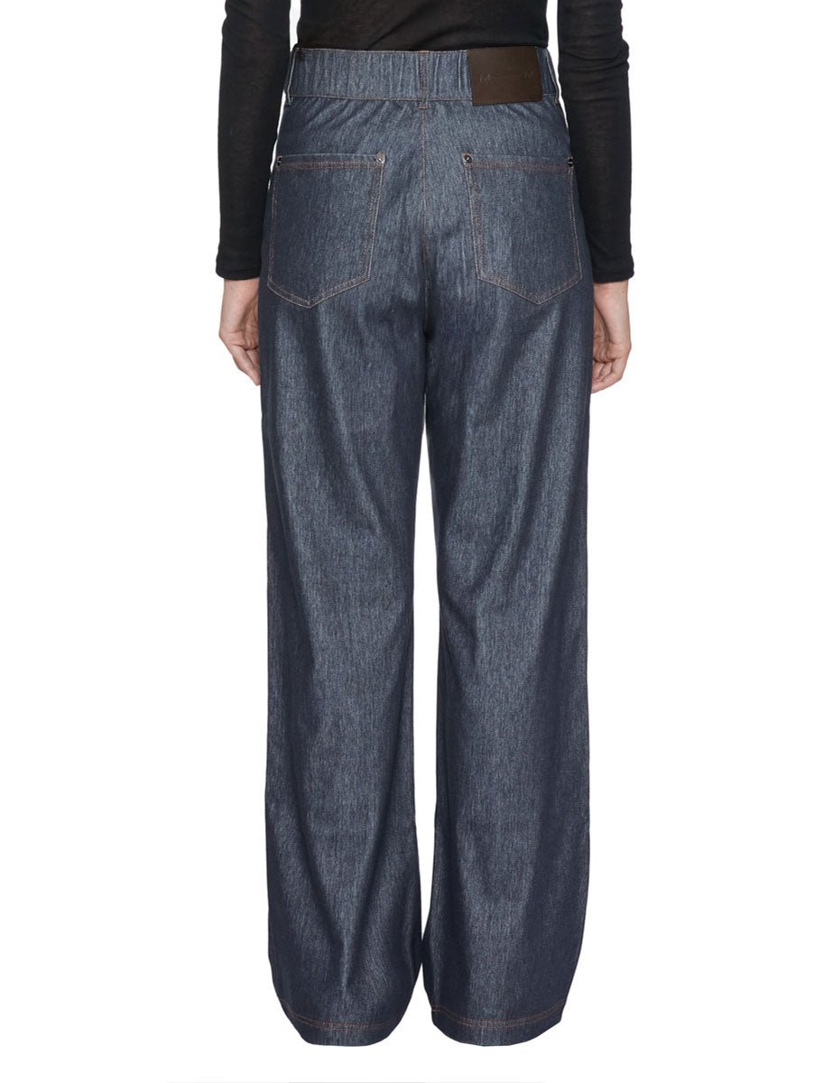 pantalone jersey effetto denim blu - mm by max mara - pantalone