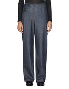 pantalone jersey effetto denim blu - mm by max mara - pantalone