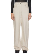 pantalone jersey effetto denim lino - mm by max mara - pantalone