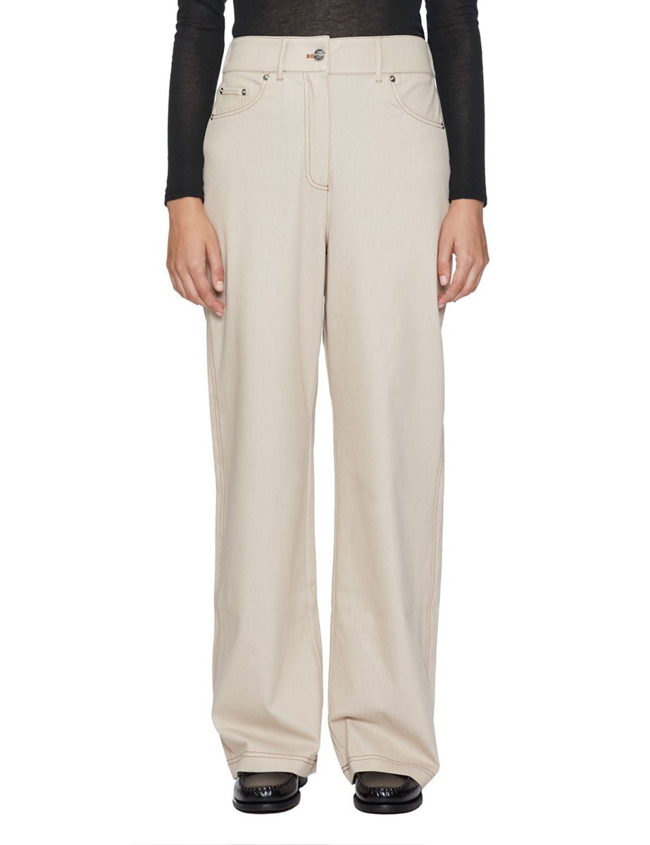 pantalone jersey effetto denim lino - mm by max mara - pantalone