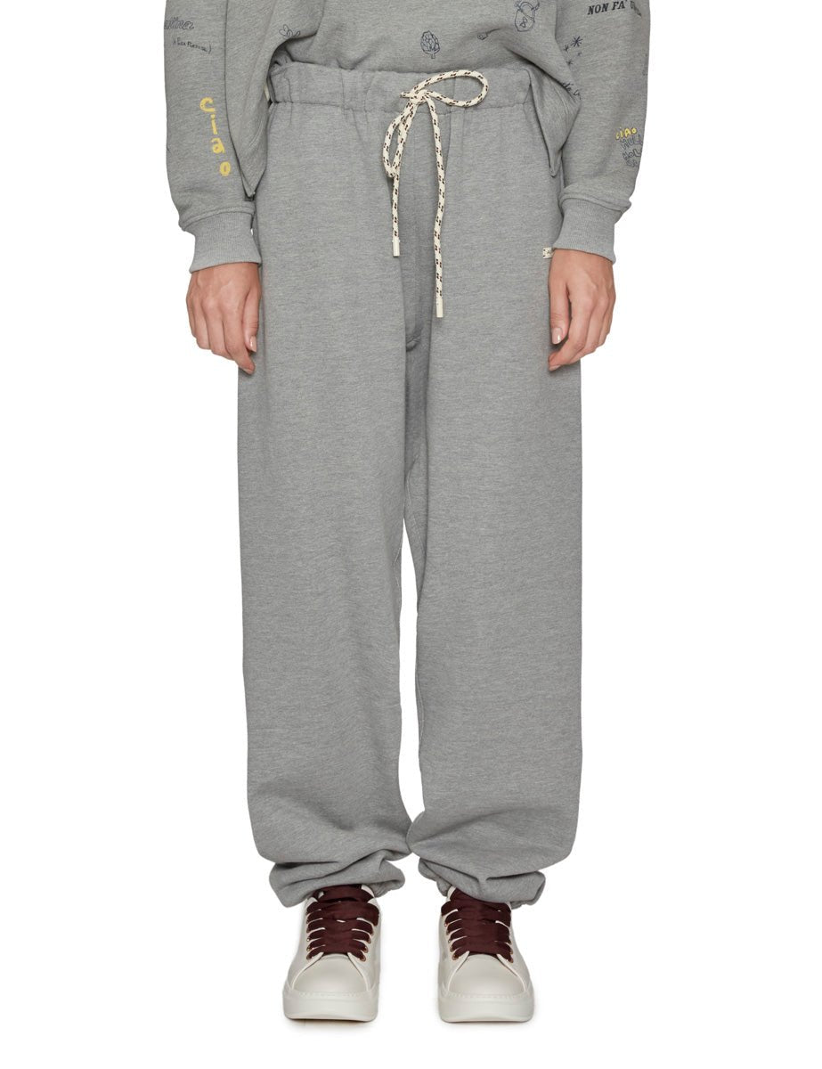 pantalone jersey jogging grigio melange - alysi - pantalone