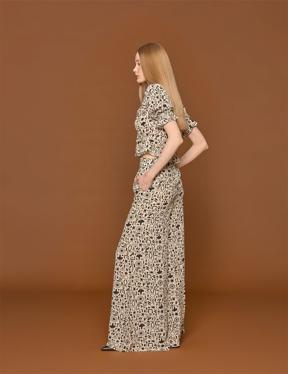 pantalone josephine hieroglyph black - muzungu sisters - pantalone