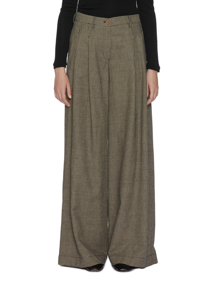 pantalone katherine pied de poule nero beige - jejia - pantalone