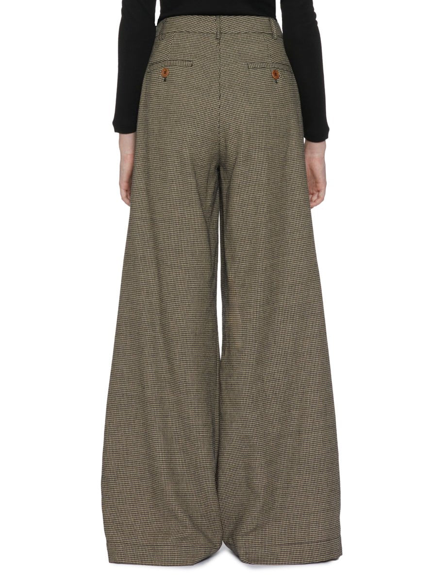 pantalone katherine pied de poule nero beige - jejia - pantalone