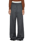 pantalone lana boxe grigio melange - rohe - pantalone
