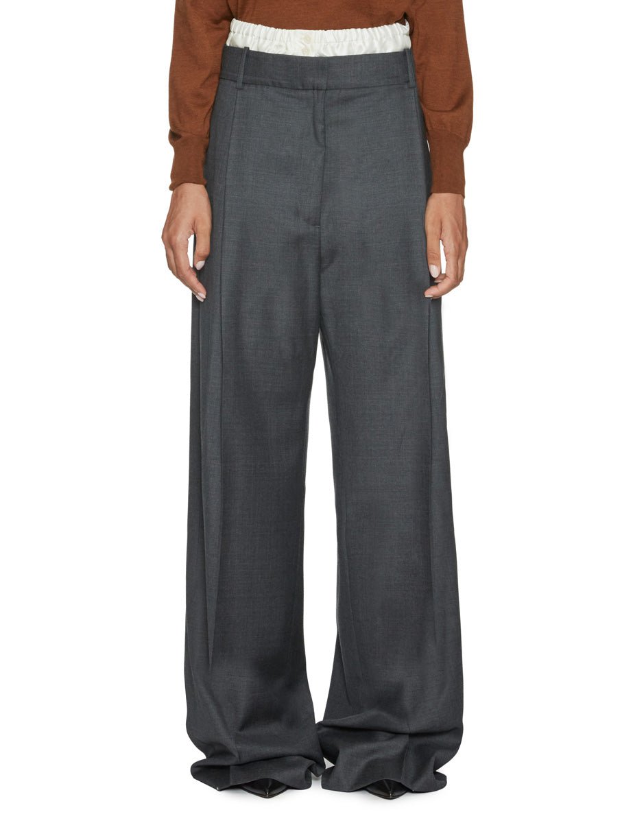 pantalone lana boxe grigio melange - rohe - pantalone