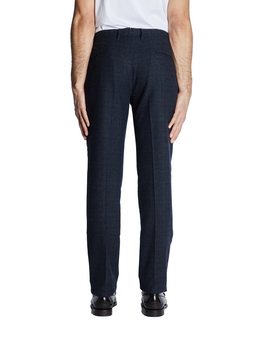 pantalone lana checks blu - incotex - pantalone elegante
