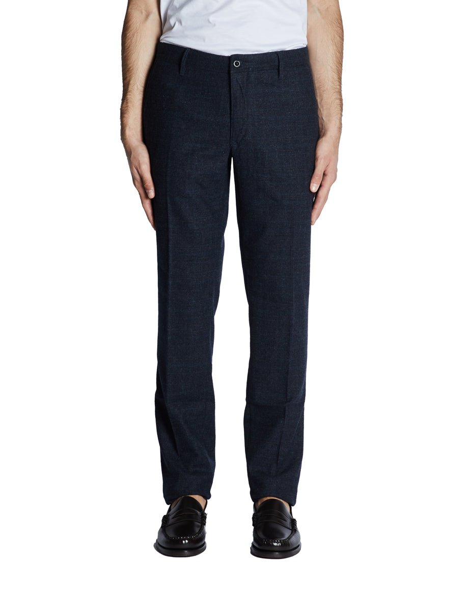 pantalone lana checks blu - incotex - pantalone elegante