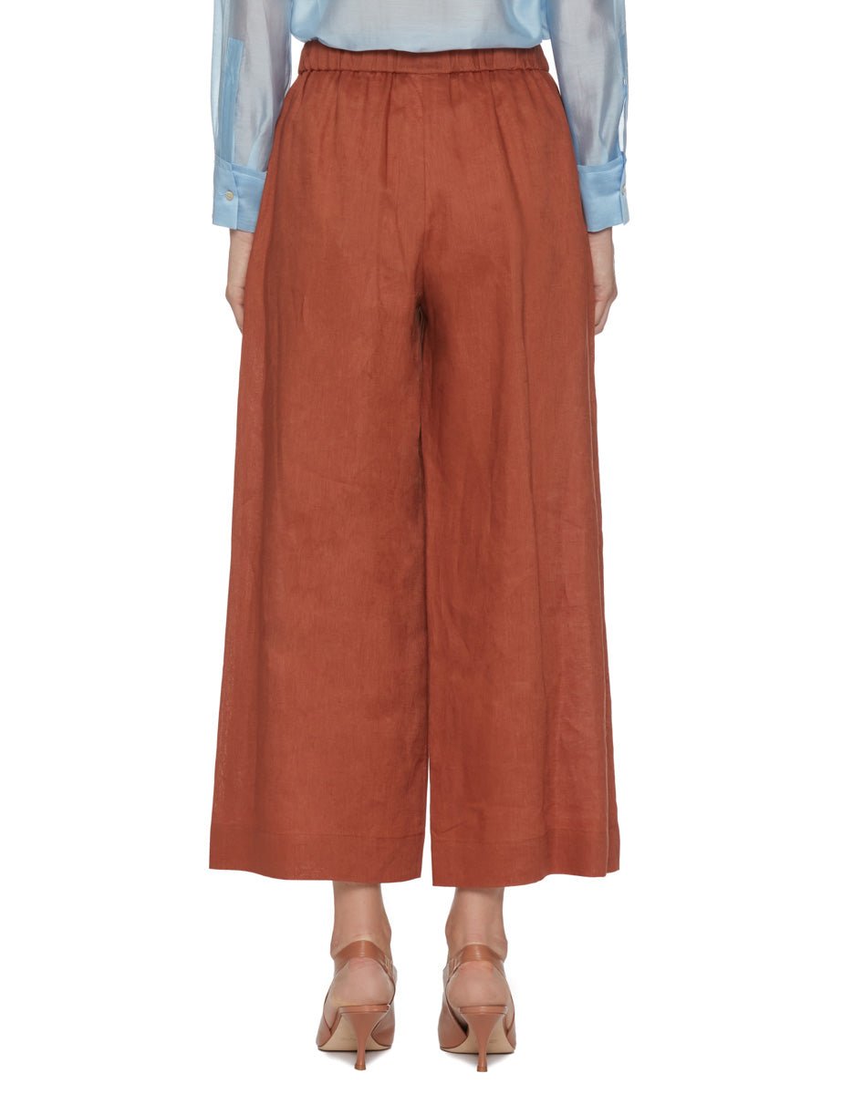 pantalone largo pinces ruggine - mm by max mara - pantalone