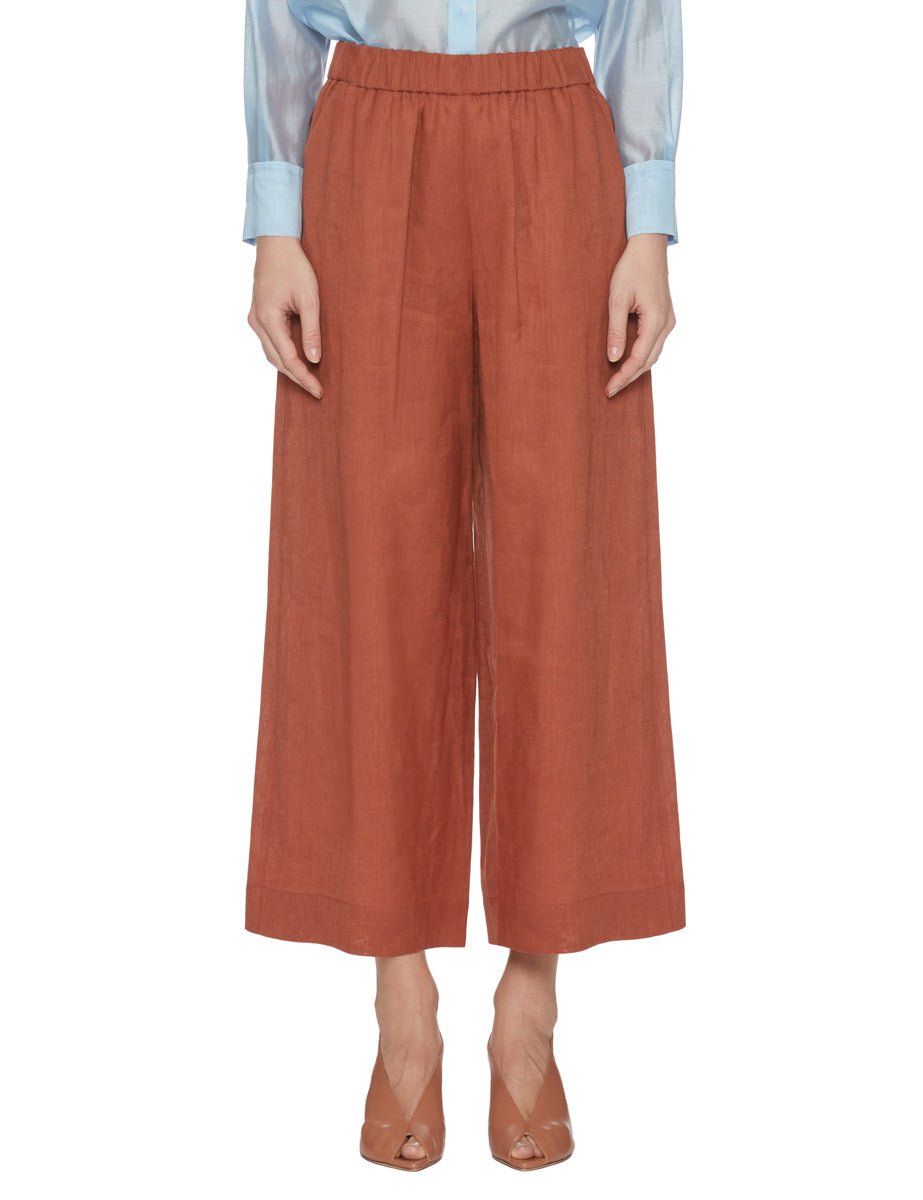 pantalone largo pinces ruggine - mm by max mara - pantalone