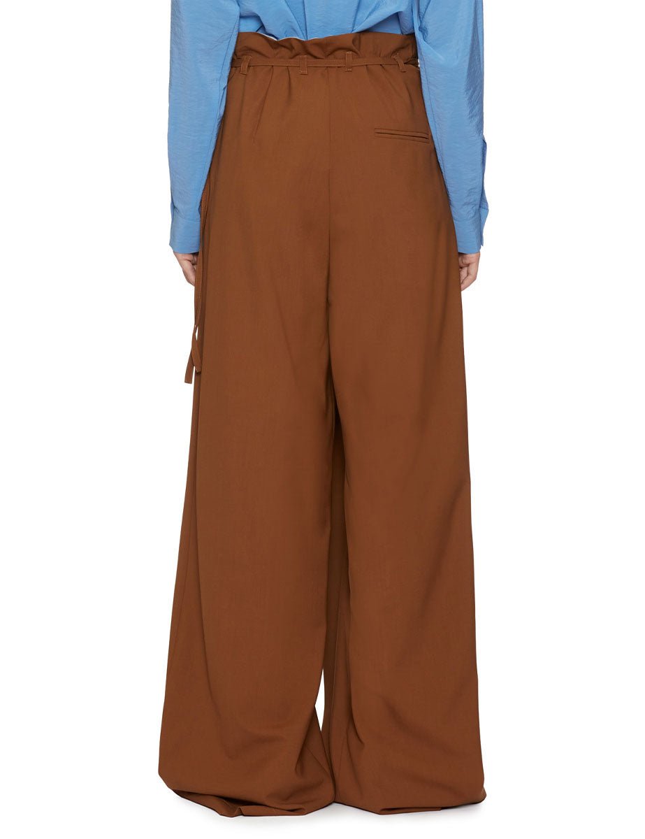 pantalone maxi piega lana cognac - alysi - pantalone