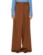 pantalone maxi piega lana cognac - alysi - pantalone